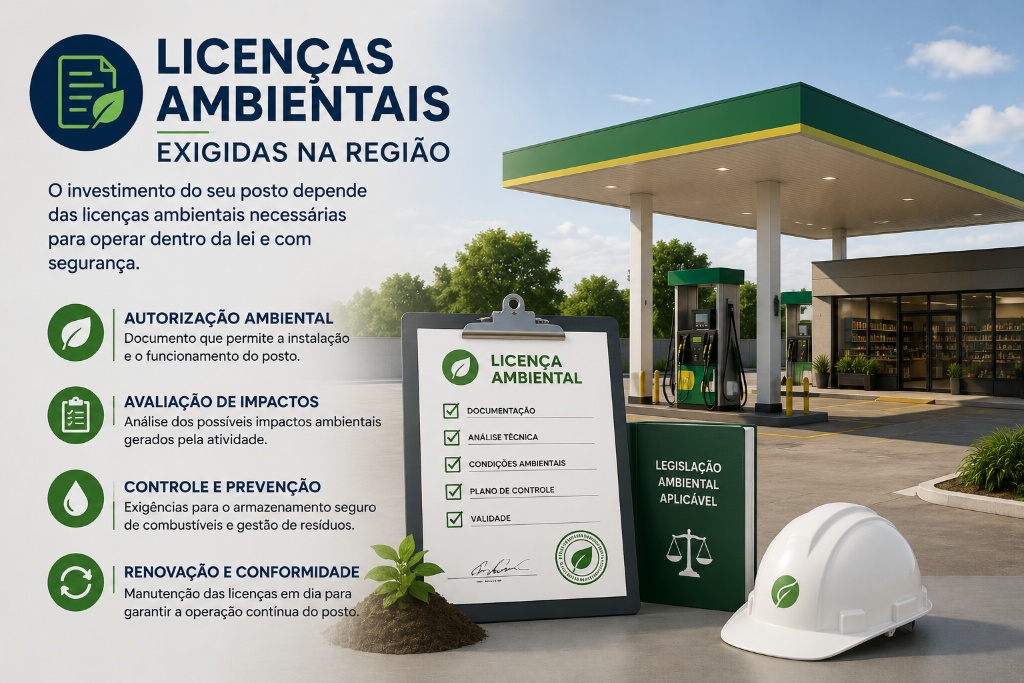 Infográfico: licenças ambientais exigidas para postos em MG ES e GO