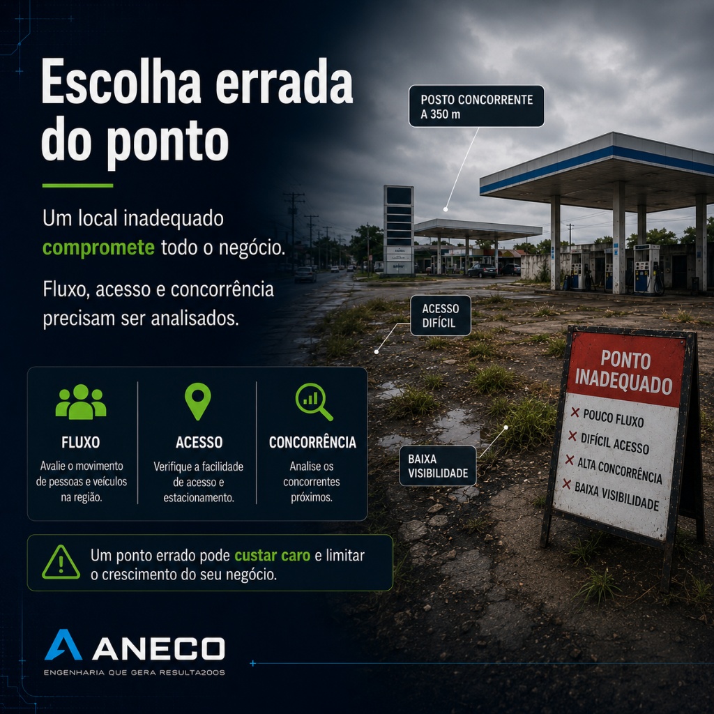 Infográfico: erros na escolha do ponto para posto de combustível