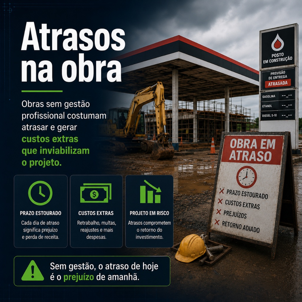 Infográfico: atrasos na obra e custos extras em postos de combustível