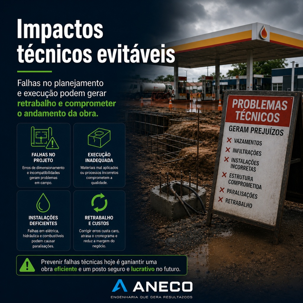 Infográfico: impactos técnicos evitáveis na construção de postos
