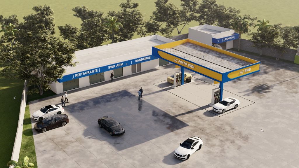 Vista Aérea Isométrica — Posto BWB